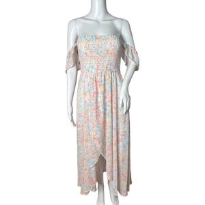 Maverick The Collection Dress L Floral Smocked Pastel Boho Prairie Cottagecore‎